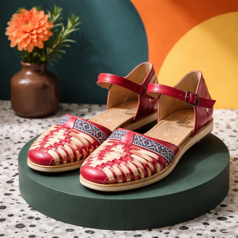 Sandy Huarache Red and Tan Women's Sandals Size 9/26